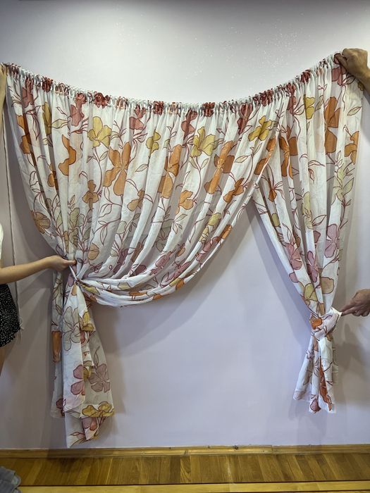 Тюль на вікно до підвіконня льон