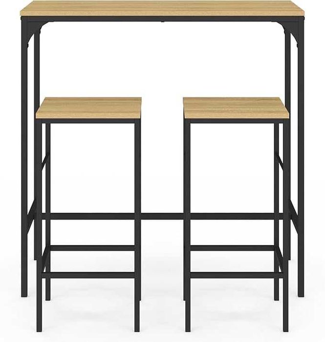IDMarket (Detroit) - Mesa Alta de Bar 45x95x95 cm + 4 Bancos 32x32x67
