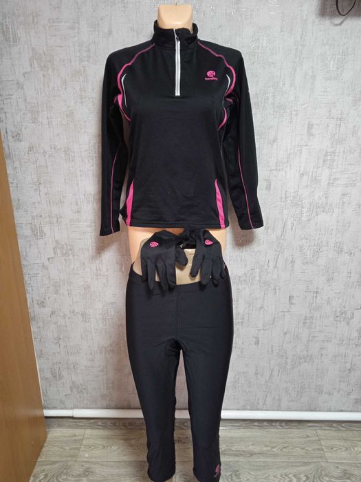 Женский комплект для фитнеса Leontien : кофта, бриджи, перчатки 44-46