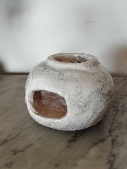 Luminária Porta Vela em Cerâmica Artesanal