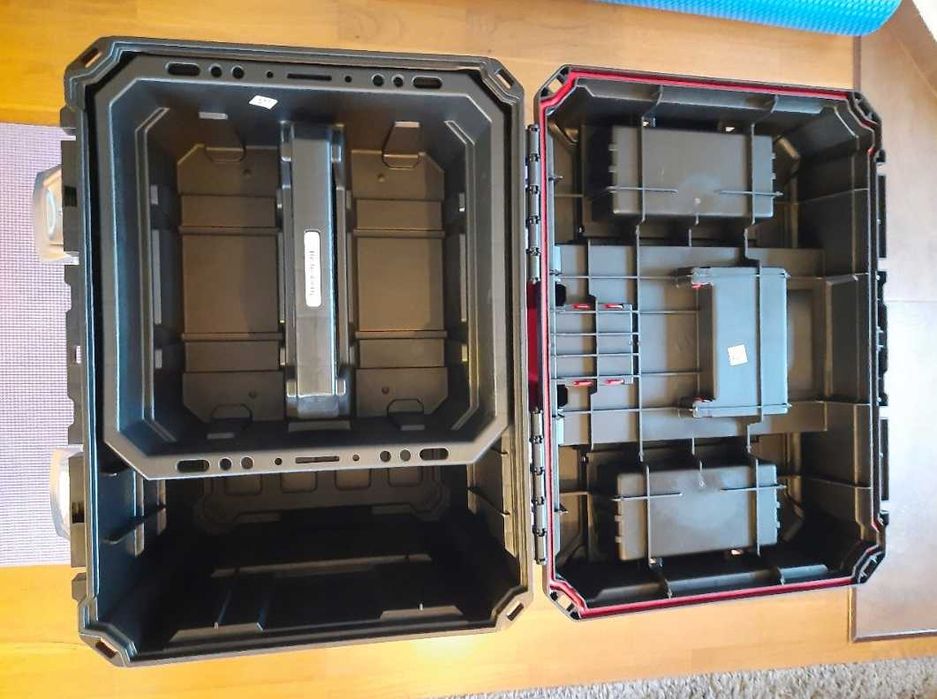 Mocna Narzędziowa Skrzynka Na Kółkach Modułowa Duża Czarna Budowa Dom