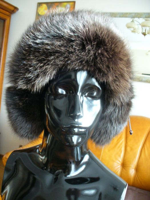 %_MARCO GIANOTTI_czapka_papacha_uszatka_pilotka_LIS+skóra nat.-brązowa