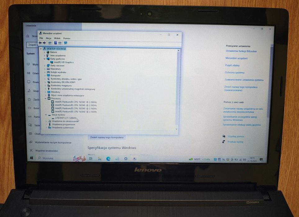 lenovo G40-30 2 x 2,16GHz RAM 4GB SSD118GB
