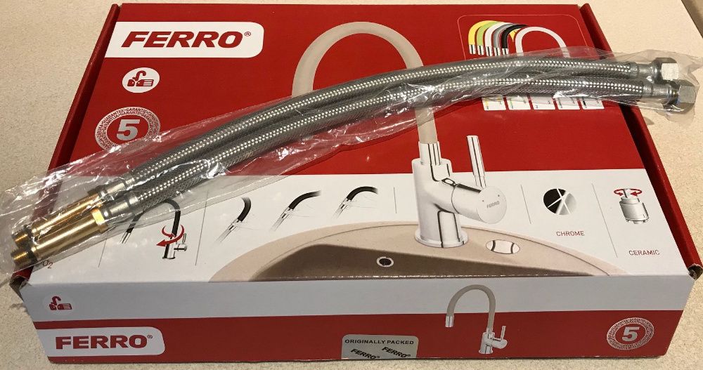 Wężyki zasilające wężyk do baterii 35 cm 3/8 cala M10 Ferro 2 sztuki