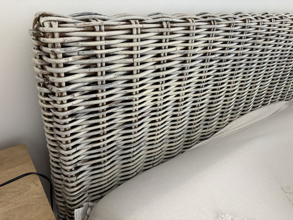 Cama de casal em verga branco pintado decape