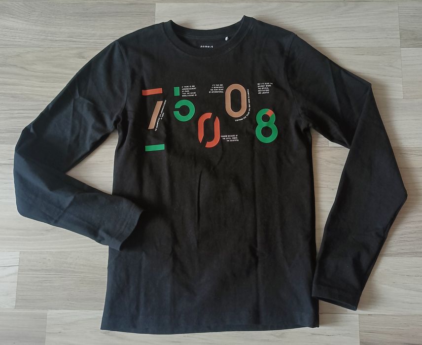 Name it bluzka z długim rękawem czarna bawełna 146-152cm