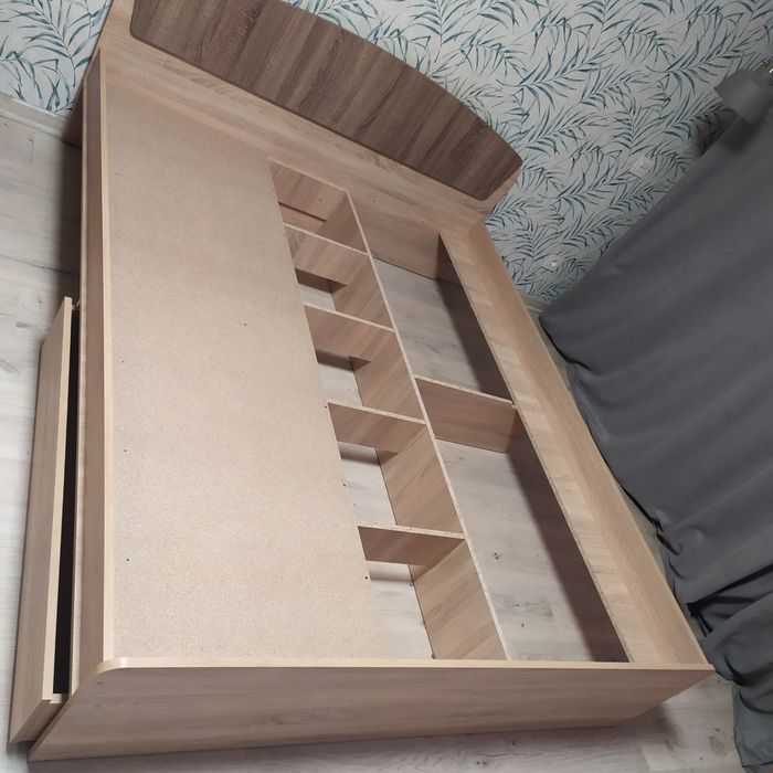 Кровать Астория 160х200 с двумя ящиками, Дуб Сонома,Трюфель