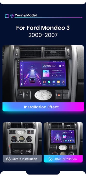 Rádio 9" android Ford Mondeo 3 CARPLAY WIFI GPS Novo