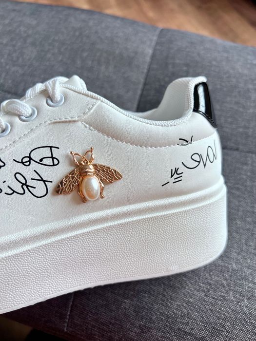 39 Sklep nowe białe sneakersy damskie na grubej podeszwie