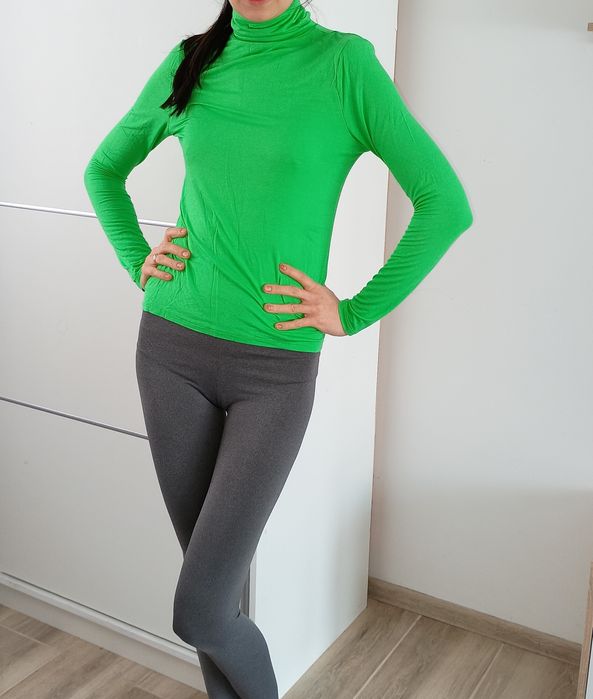 Bluzka golf cienki koszulka z długim rękawem M