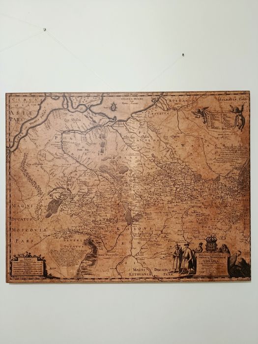 Історична карта України Боплана (1648 р.) на полотні (90×70 см)