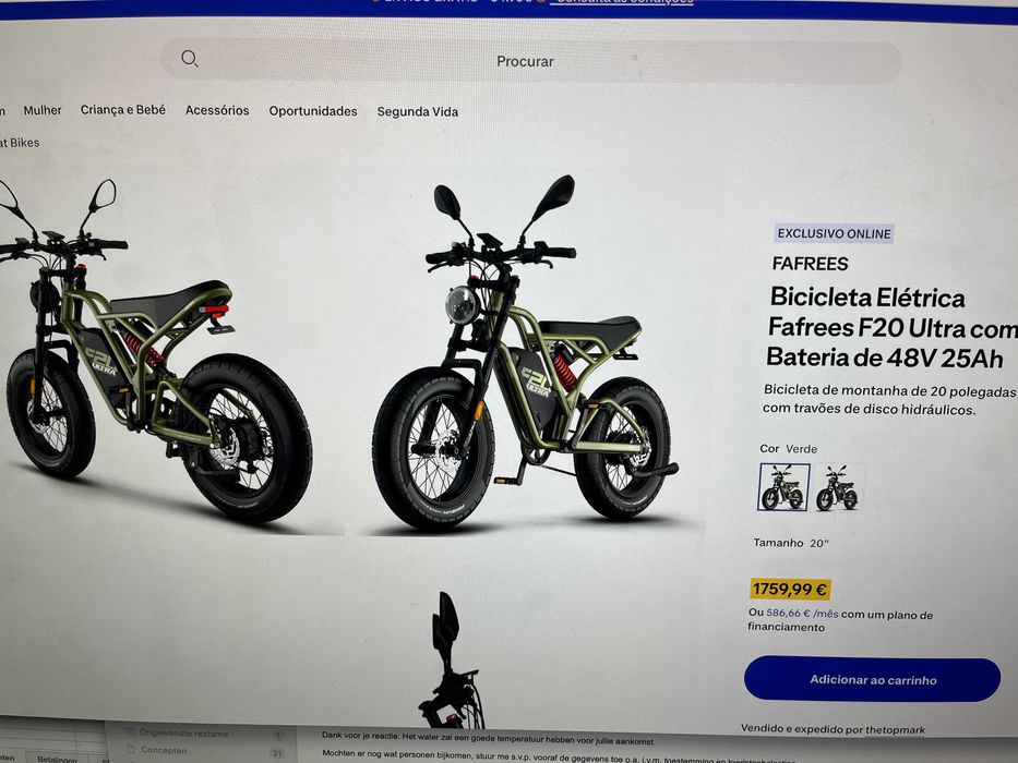 Fatbike - Bicicleta Elétrica Fafrees F20 Ultra - Excelente Estado!