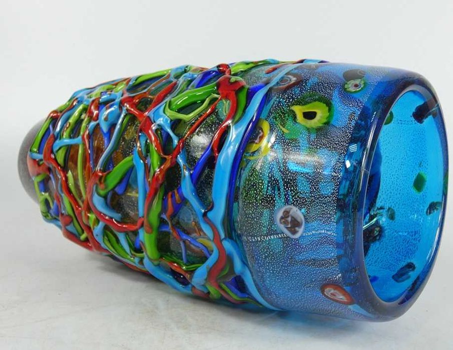 Duży Szklany kolorowy Wazon Murano kwiat 31,5 cm 3,8 kg