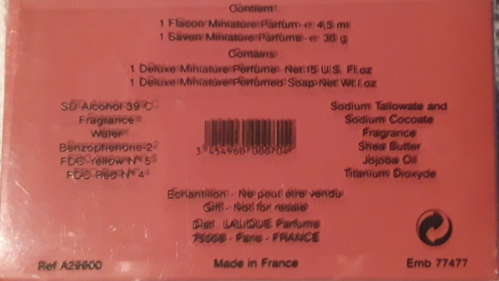 Conjunto/Coffret/Set Lalique Deluxe Perfume + Sabonete vintage