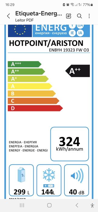 Frigorifico Combinado Hotpoint Ariston No Frost A++ XXL