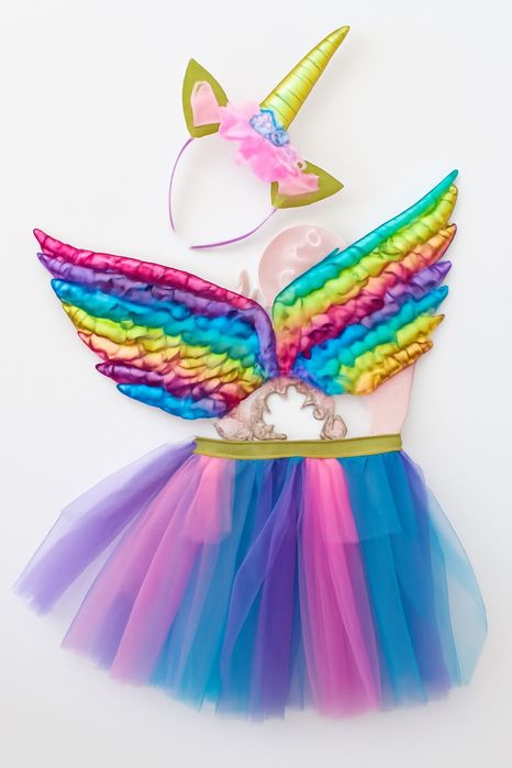 Tęczowy Strój Jednorożca dla Dziewczynki Kostium Przebranie
