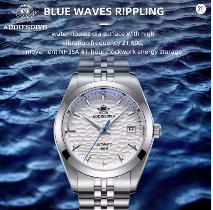Zegarek automatic Addiesdive | Biały 10 Bar Japan NH35A