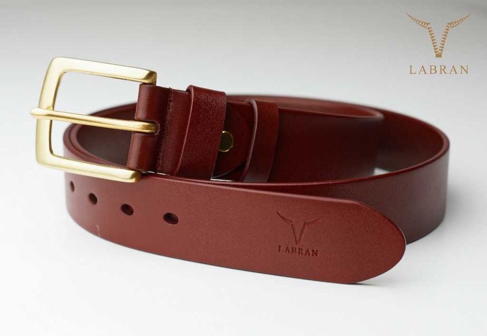 Wyjątkowa promocja - Męski pasek skórzany brązowy - marki Labran