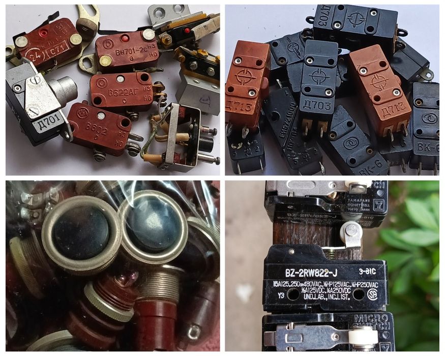 Новые переключатели, микро - Honeywell Д703,Д713,ВК-6,В622АГ, 11П2НПМ 11П5НПМ, В-45м,ПН,ППН,Вг-15к-2с
