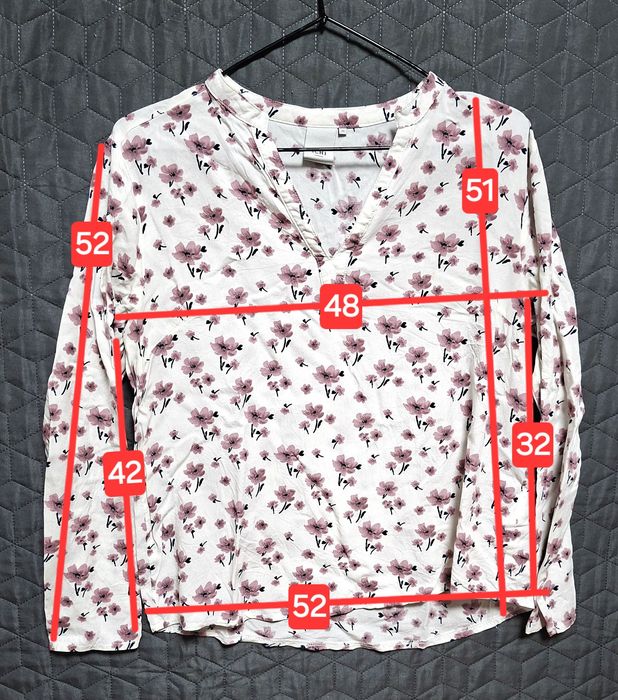 Kwiecista bluzka ICHI | Delikatny wzór, styl boho/casual | Rozmiar M