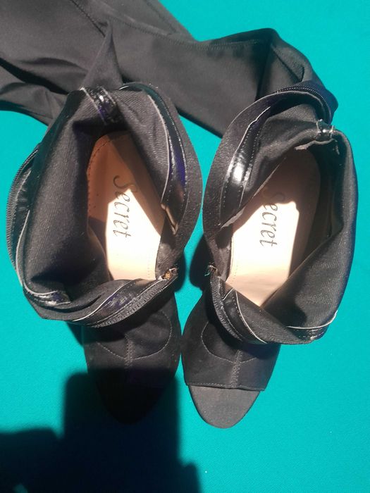 muszkieterki za kolano wesela disco nowe czarne elastyczne dopasowują