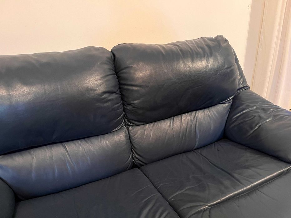 Sofás de ecopele azul escuro - sofá-cama incluído