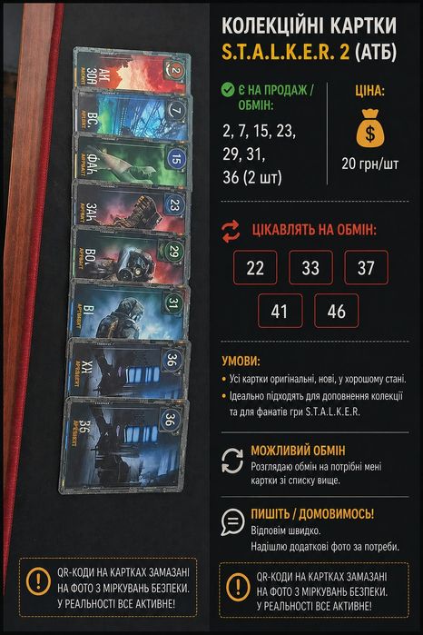 Колекційні картки Stalker 2 (АТБ)