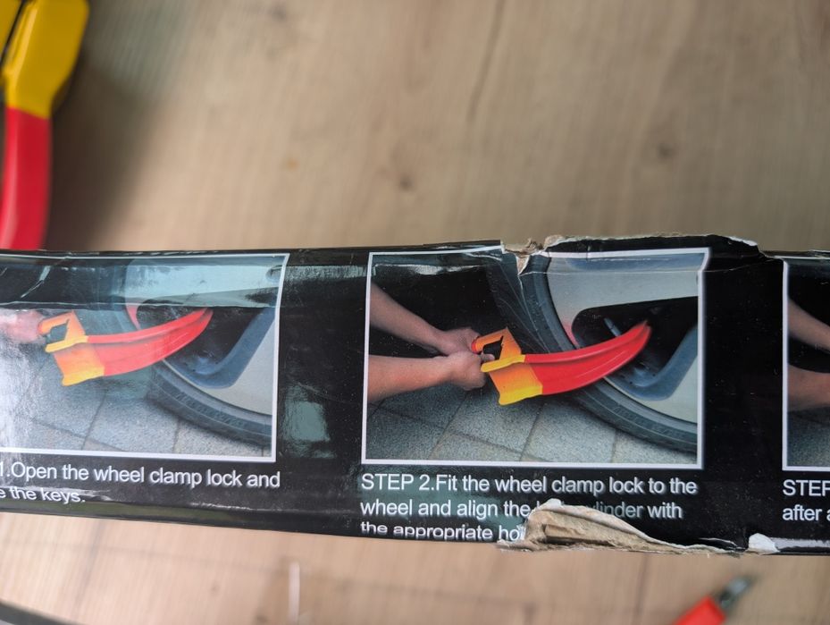 Zabezpieczenie antykradzieżowe blokada koła samochodu przyczepy