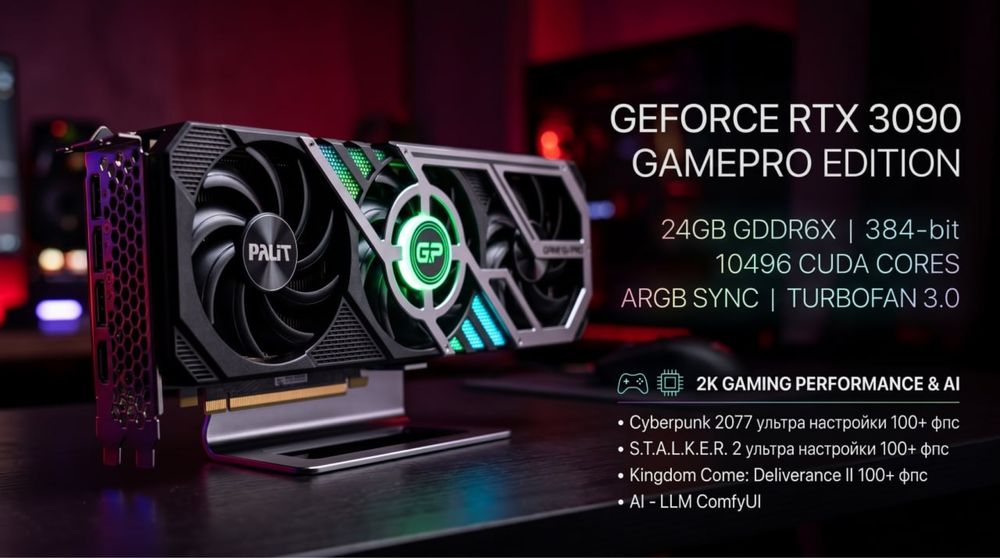 ПК для ігор та АІ 3090 24gb R5 5600X RAM 32gb + монітор