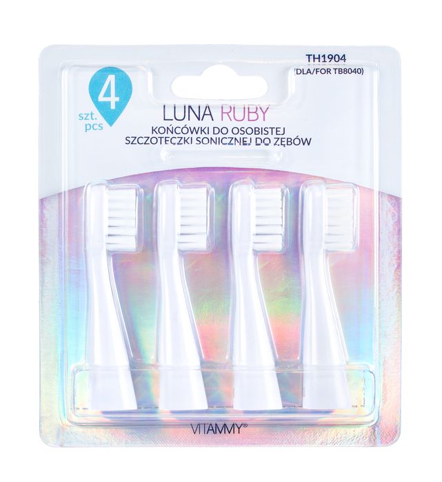 Końcówki Do Szczoteczki Sonicznej Vitammy Luna Ruby DuPont 4 Szt Wymienne Włókna Do Czyszczenia Zębów