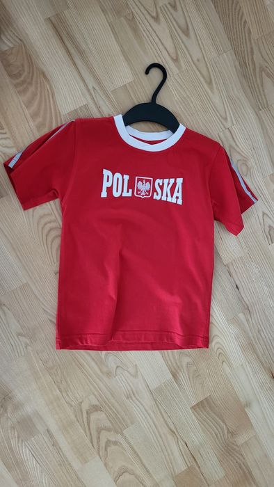 Koszulka dzicięcą  bawełniana Polska (czerwona) rozmiar 146