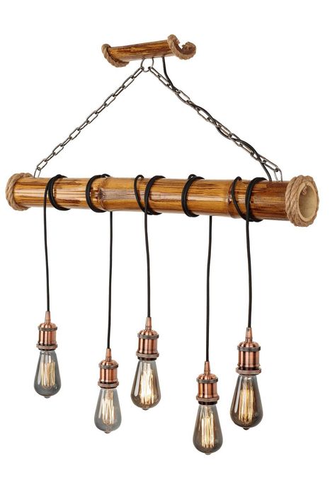 Lampa wisząca z rury bambusowej - loftowa, industrialna, rustykalna.