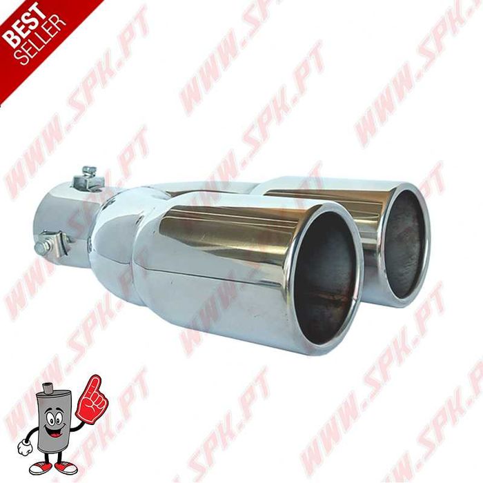 Ponteira de Escape Inox Universal 63mm – Dupla 2x75mm Polida