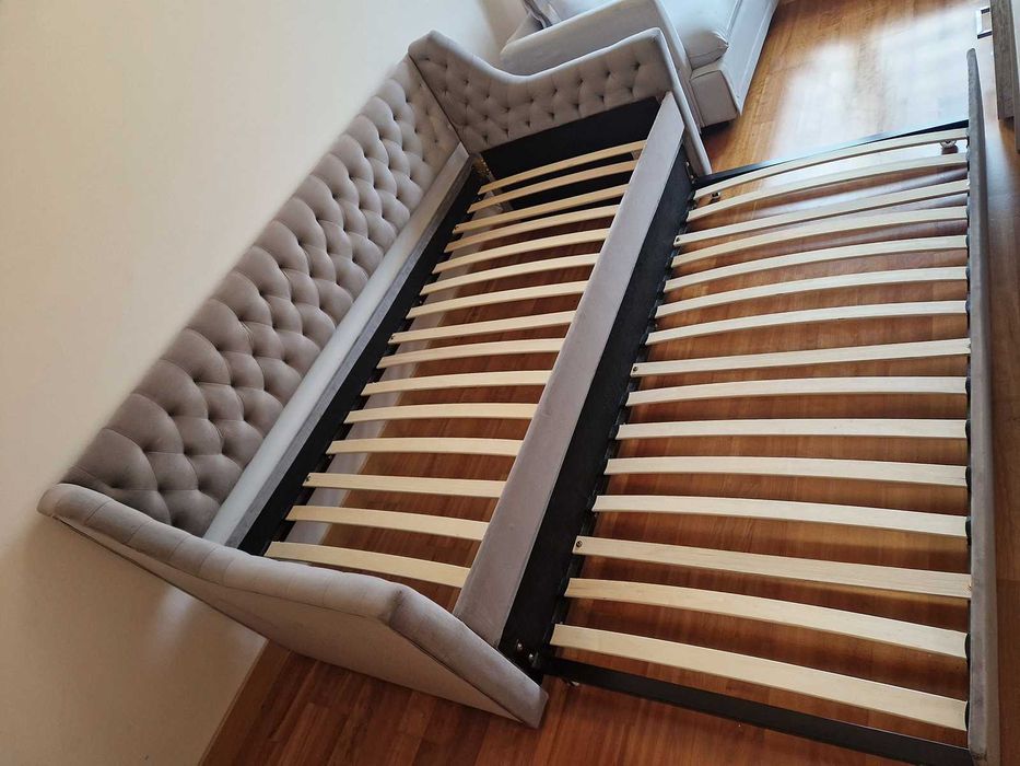 Cama gavetão Veludo Beliani Montargis 90 x 200 cm (sem colchao)