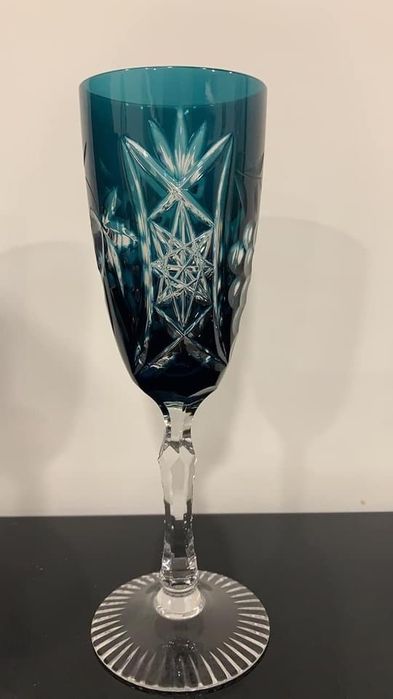 Copos de champagne cristal alemão colorido llapidado manual extraordin