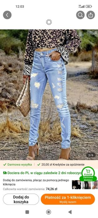 Dżinsowe spodnie z dziurami.