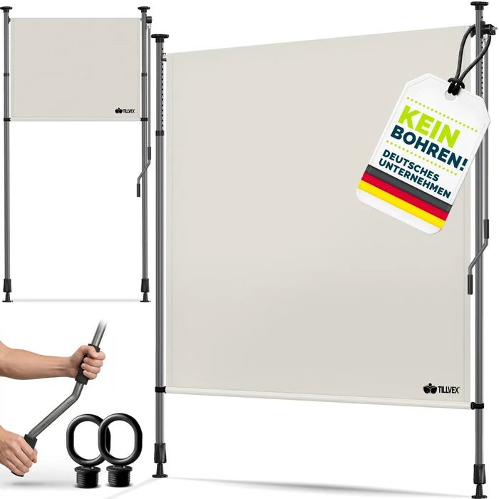 Markiza zaciskowa tillvex 120 x 310 cm bez wiercenia bezowa