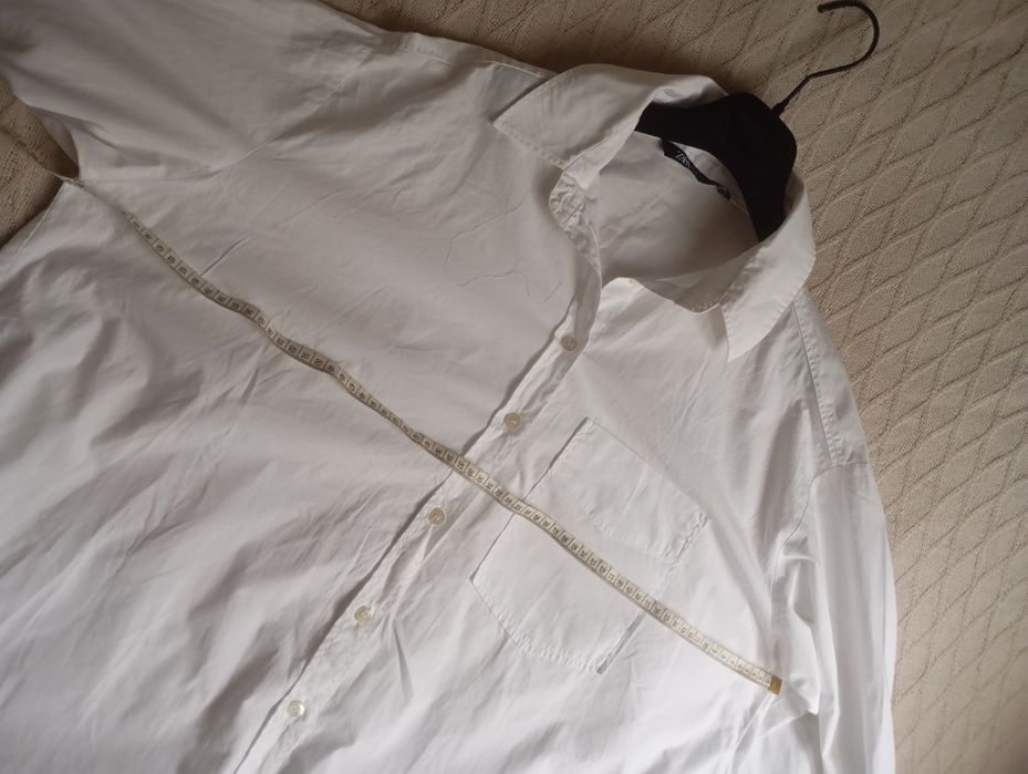 ZARA M-XL owersizowa luźna sukienka szmizjerka biała bawełniana