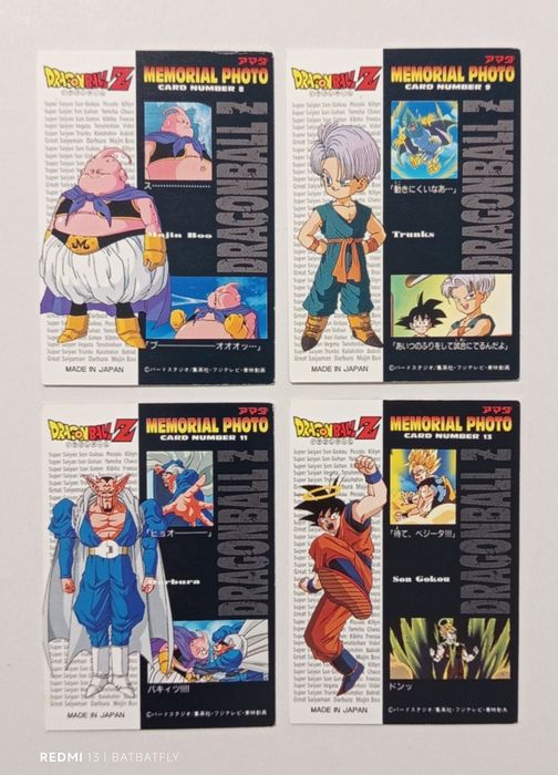 Cartas dbz Dragon Ball Z série Memorial Photo reedição 1996   Cada 1€
