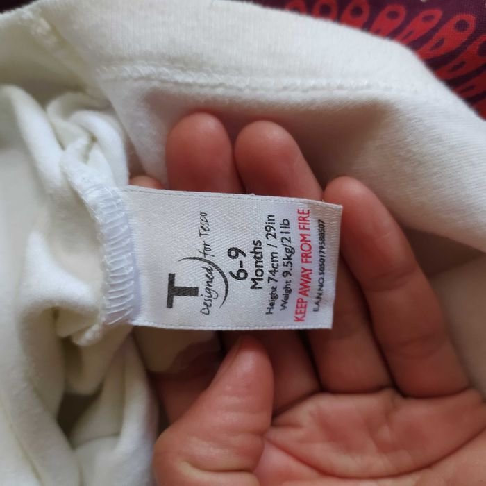 Боди с коротким рукавом Tesco. Белый 6-9 мес. 74 см. 9,5 кг.