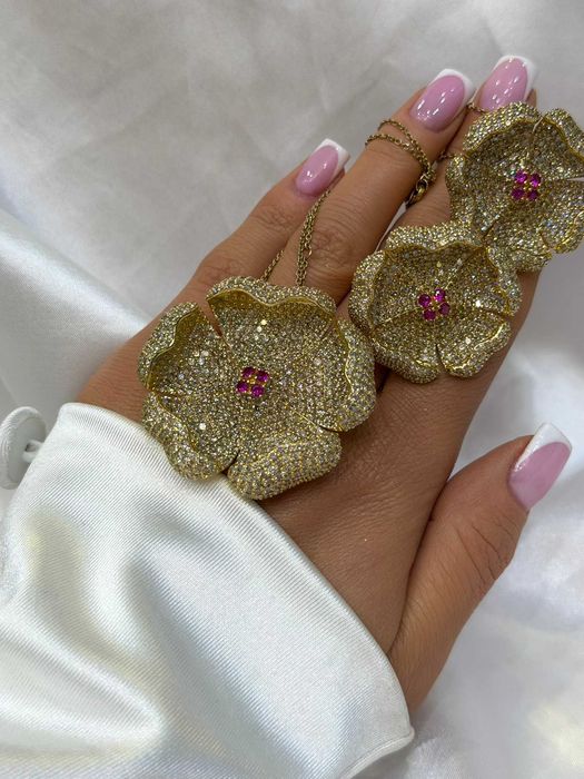 Komplet wisiorek i kolczyki z diamentami naturalnymi 24.57 CT