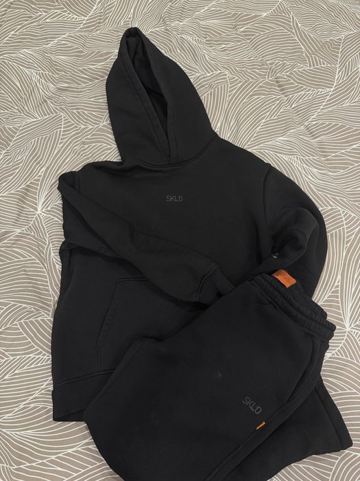 Чоловічий мужской спортивный спортивний фліс костюм Sklo чорний чёрный