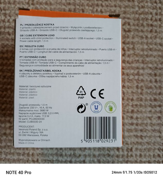 Nowy przedłużacz kostka cube Hykker