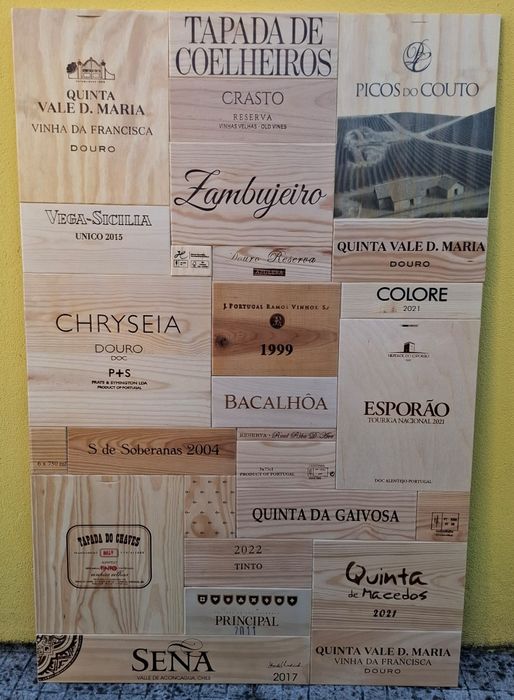 Painel feito cx madeira de vinho