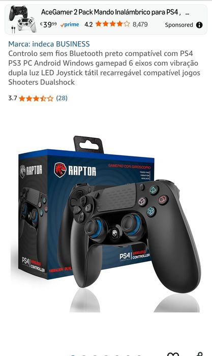 Comando Bluetooth para PS4e PC gamer