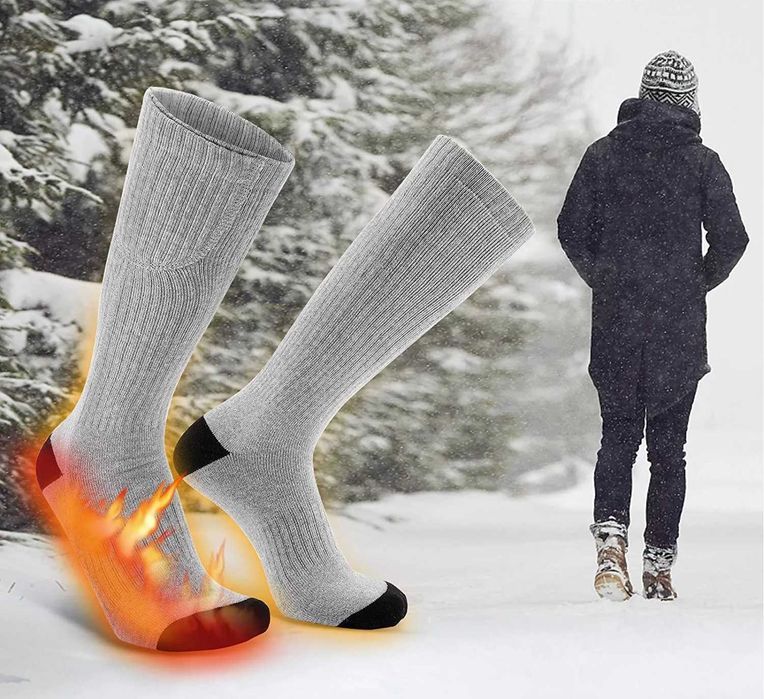 Podgrzewane skarpety elektryczne szare getry bawełniane