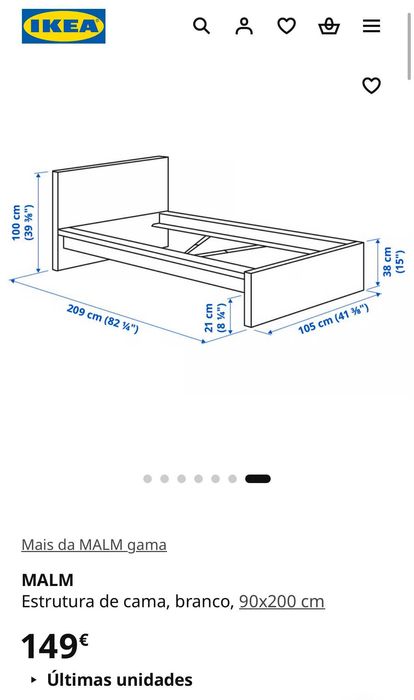 Cama de solteiro Ikea com estrado.