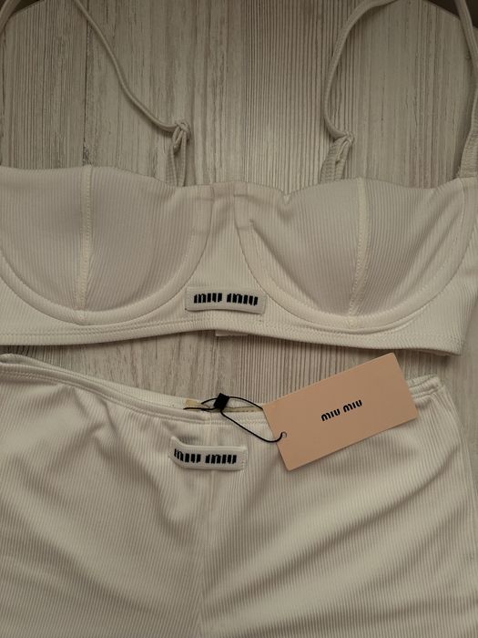 Нижня білизна Miu miu комплект белья Миу миу белое комлект білизни міу