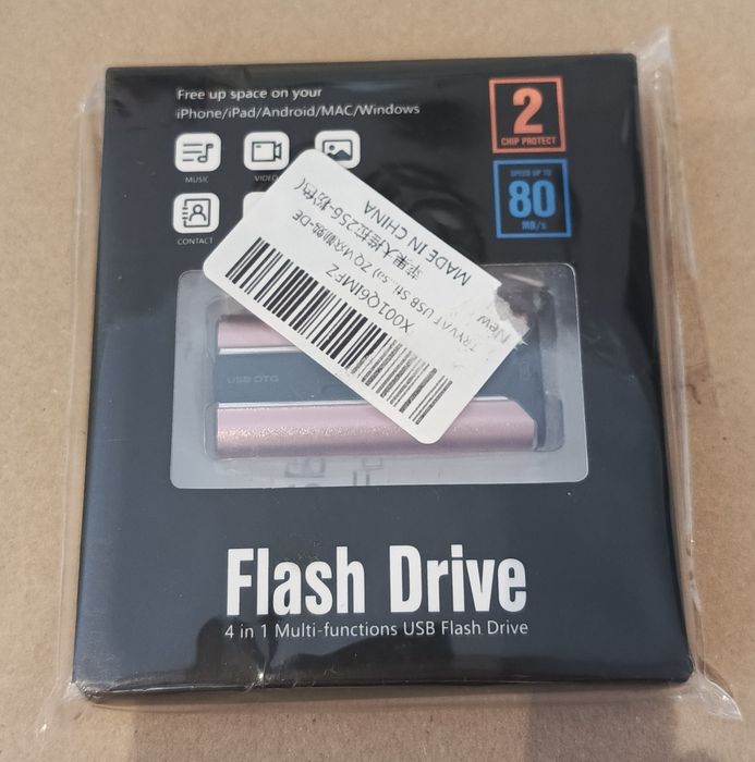 Pamięć USB do telefonu 256 GB, dysk flash 4w1 z portem iOS/USB.