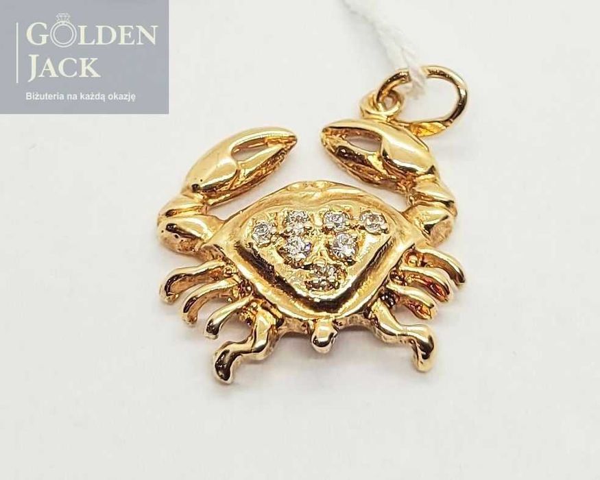 Złota zawieszka wisiorek Znak Zodiaku Rak złoto pr. 583 waga 2,46 g